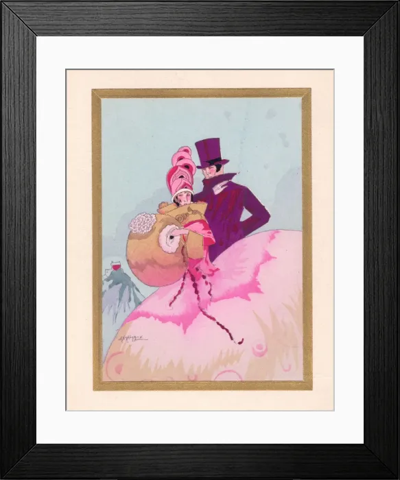 Framed Print : Pochoir technique - Stylish Art Deco Greetings Card Framed Print : Pochoir technique - Stylish Art Deco Greetings Card