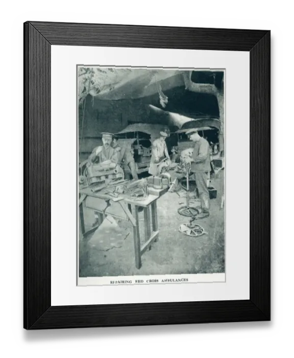 Framed Print : Mending Red Cross ambulances 1916 Framed Print : Mending Red Cross ambulances 1916