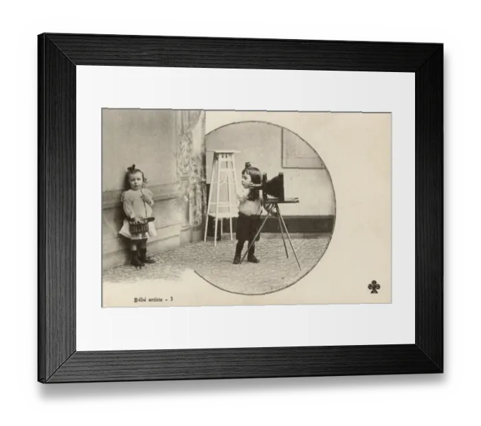 Framed Print : Baby Artist - A (very) youthful photographer and his subject Framed Print : Baby Artist - A (very) youthful photographer and his subject