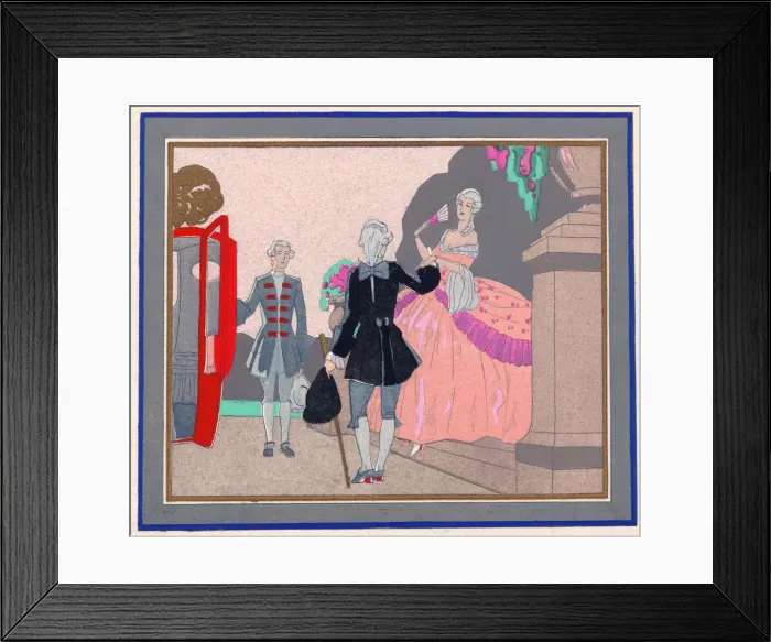 Framed Print : Pochoir technique - Stylish Art Deco Greetings Card Framed Print : Pochoir technique - Stylish Art Deco Greetings Card