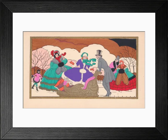 Framed Print : Pochoir technique - Stylish Art Deco Greetings Card Framed Print : Pochoir technique - Stylish Art Deco Greetings Card