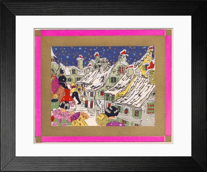 Framed Print : Pochoir technique - Stylish Art Deco Greetings Card Framed Print : Pochoir technique - Stylish Art Deco Greetings Card