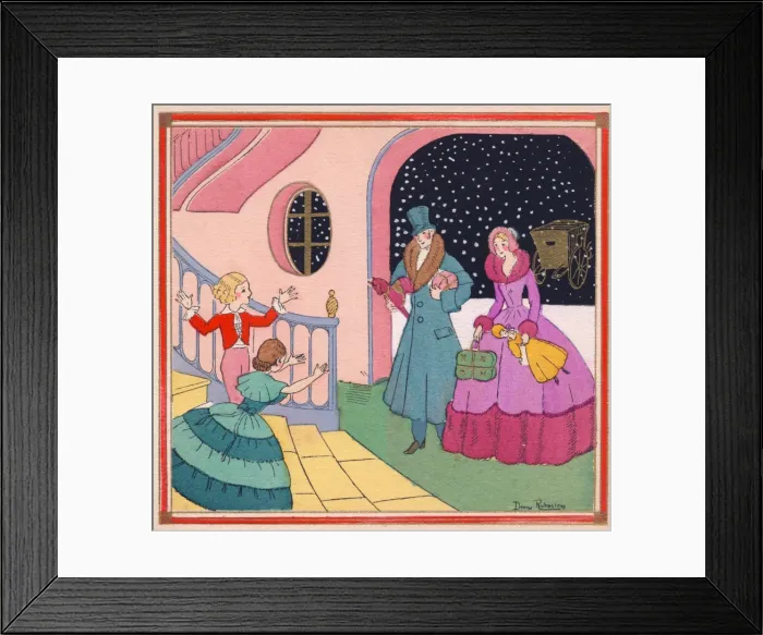 Framed Print : Pochoir technique - Stylish Art Deco Greetings Card Framed Print : Pochoir technique - Stylish Art Deco Greetings Card
