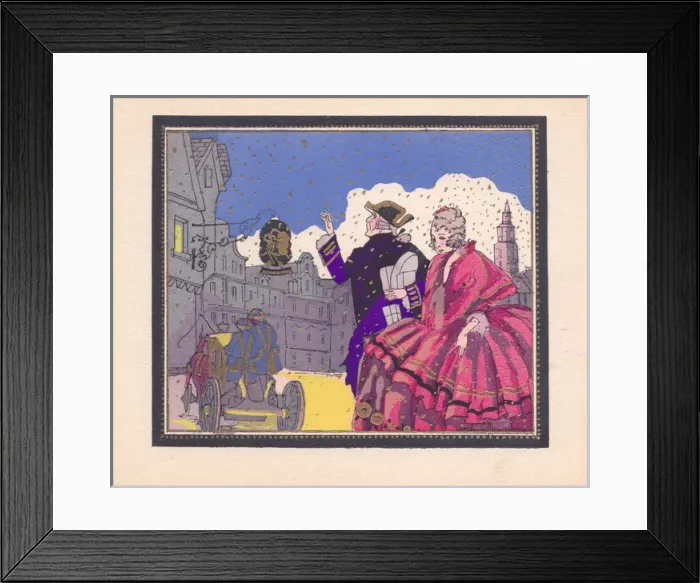 Framed Print : Pochoir technique - Stylish Art Deco Greetings Card Framed Print : Pochoir technique - Stylish Art Deco Greetings Card