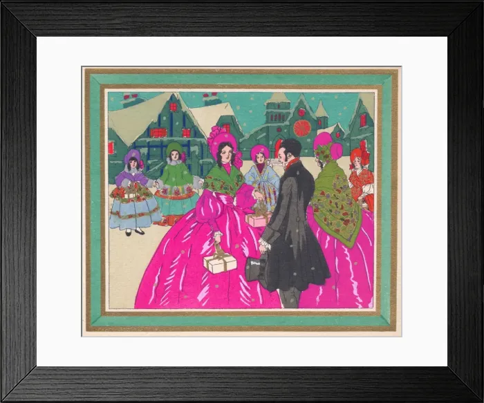 Framed Print : Pochoir technique - Stylish Art Deco Greetings Card Framed Print : Pochoir technique - Stylish Art Deco Greetings Card