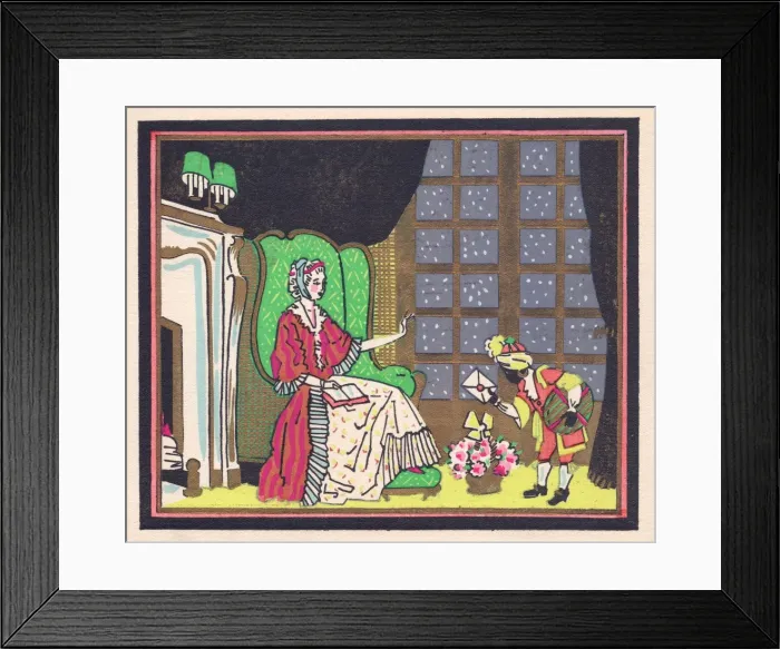 Framed Print : Pochoir technique - Stylish Art Deco Greetings Card Framed Print : Pochoir technique - Stylish Art Deco Greetings Card