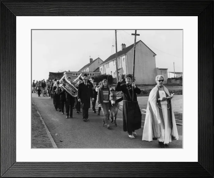 Framed Print : Palm Sunday parade with donkey, St Ives, Cornwall Framed Print : Palm Sunday parade with donkey, St Ives, Cornwall