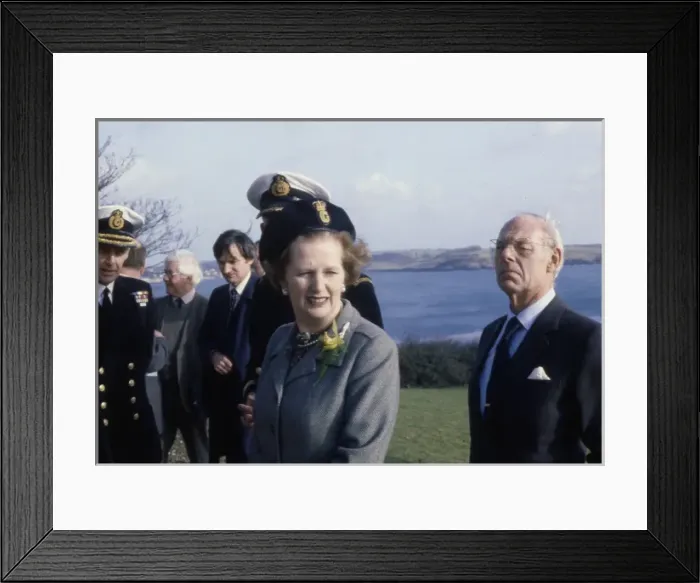 Framed Print : Margaret Thatcher at Falmouth Coastguard Station, Cornwall Framed Print : Margaret Thatcher at Falmouth Coastguard Station, Cornwall