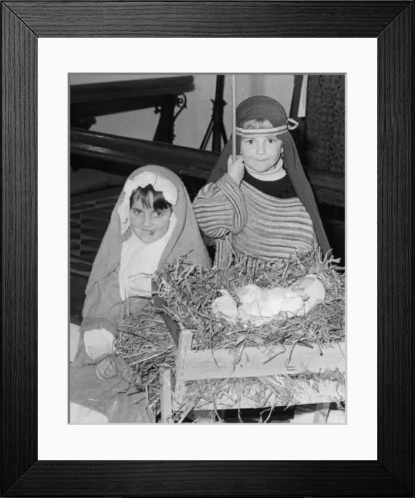 Framed Print : Little girl and boy in a nativity play Framed Print : Little girl and boy in a nativity play