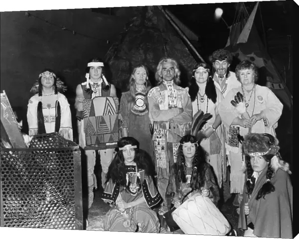 Group of people in Native American Indian costume, Cornwall