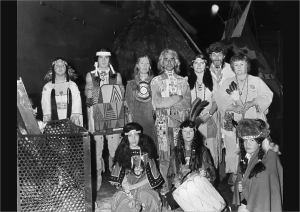 Group of people in Native American Indian costume, Cornwall