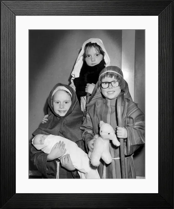 Framed Print : Three children in a nativity play Framed Print : Three children in a nativity play