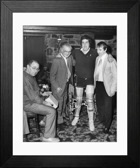 Framed Print : Disabled man wearing electronic walking aid Framed Print : Disabled man wearing electronic walking aid