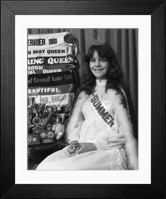 Framed Print : Young beauty queen with all her trophies, Cornwall Framed Print : Young beauty queen with all her trophies, Cornwall