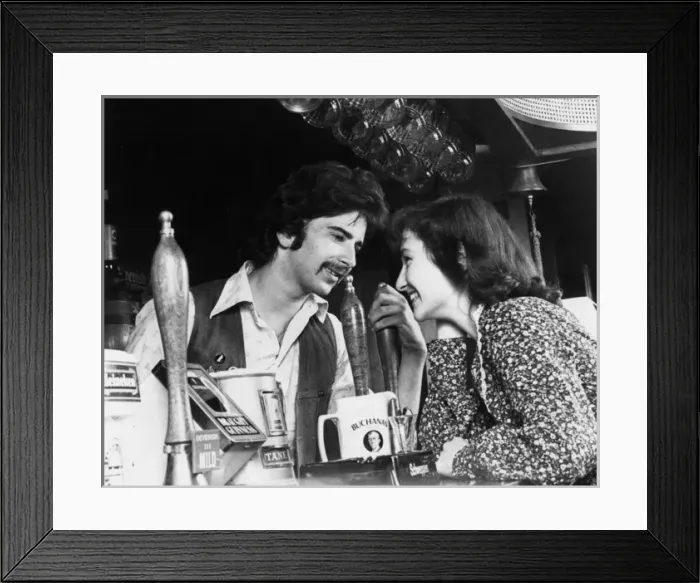 Framed Print : Customer and barmaid, Halfway House, Rame, Cornwall Framed Print : Customer and barmaid, Halfway House, Rame, Cornwall