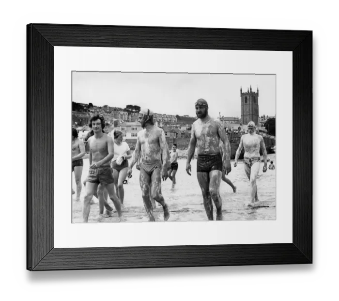 Framed Print : Long distance swimmers, St Ives, Cornwall Framed Print : Long distance swimmers, St Ives, Cornwall