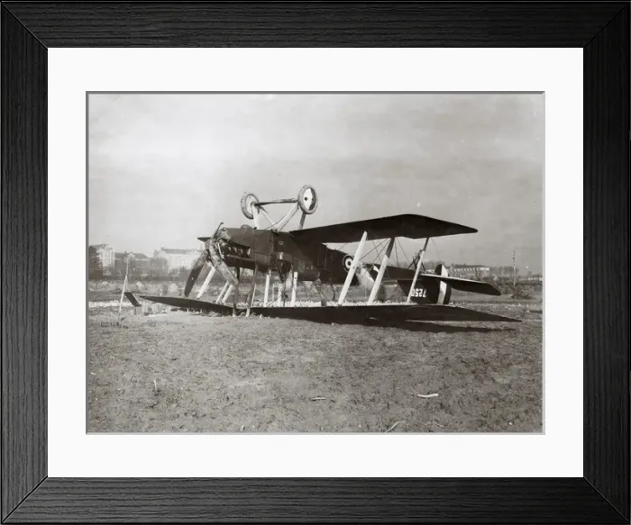 Framed Print : Crashed BE2E biplane, Bailleul, Northern France, WW1 Framed Print : Crashed BE2E biplane, Bailleul, Northern France, WW1