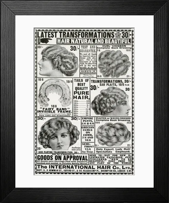 Framed Print : Advert for International Hair Co. 1912 Framed Print : Advert for International Hair Co. 1912