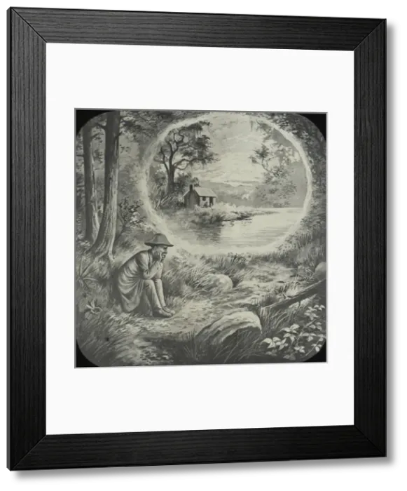 Framed Print : An African-American boy sat sadly by a lake Framed Print : An African-American boy sat sadly by a lake