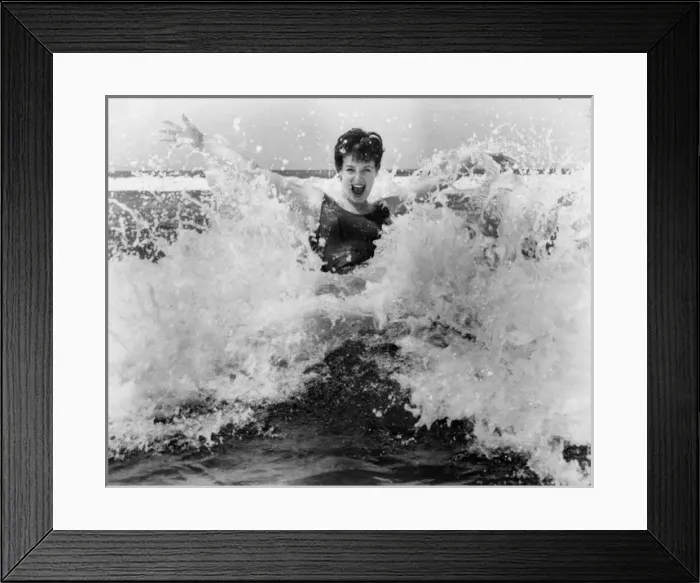 Framed Print : Model splashing about in the surf Framed Print : Model splashing about in the surf