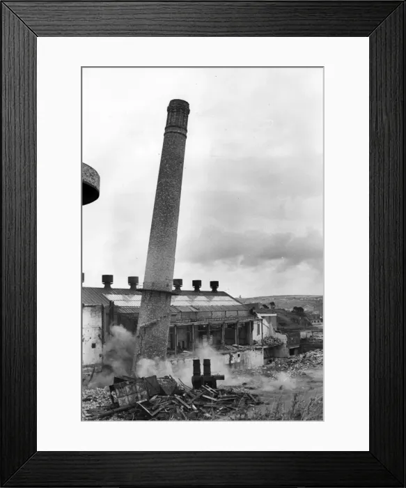 Framed Print : Chimney demolition at Hayle, Cornwall Framed Print : Chimney demolition at Hayle, Cornwall