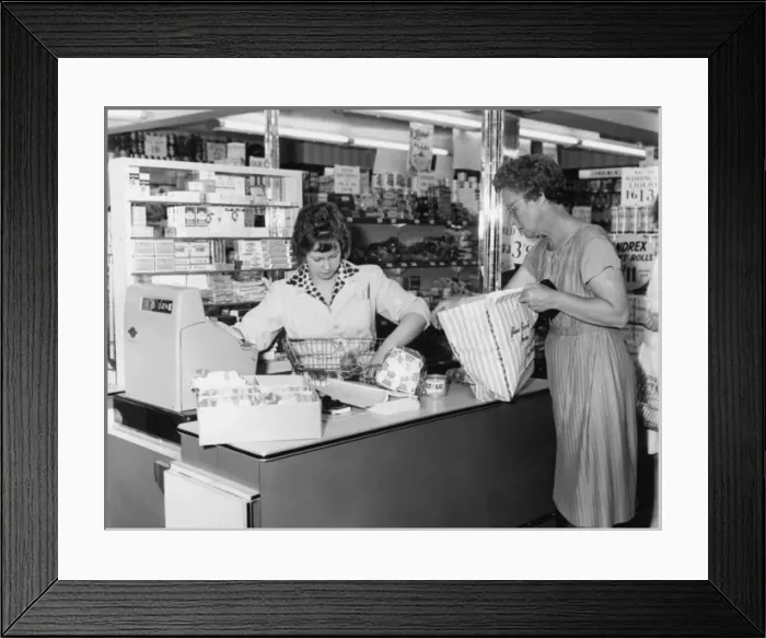 Framed Print : Scene in the International Stores, Crediton, Devon Framed Print : Scene in the International Stores, Crediton, Devon