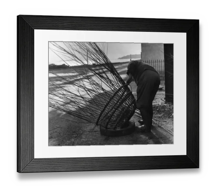 Framed Print : Man making lobster pot at Beesands, Start Bay, Devon Framed Print : Man making lobster pot at Beesands, Start Bay, Devon