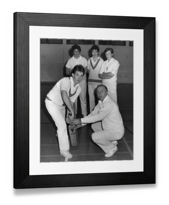 Framed Print : Micky Stewart, cricketer, coaching schoolboys, Penzance Framed Print : Micky Stewart, cricketer, coaching schoolboys, Penzance