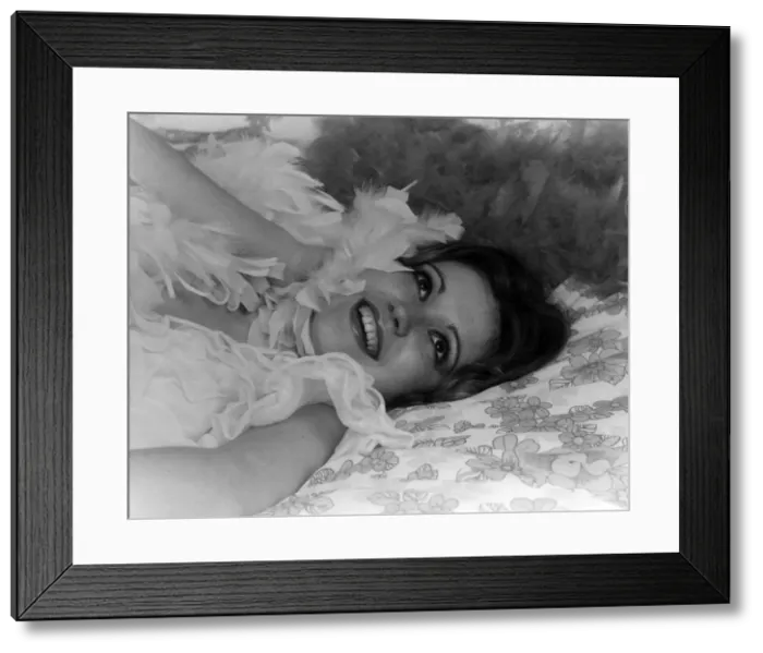 Framed Print : Young woman in a frilly white negligee Framed Print : Young woman in a frilly white negligee