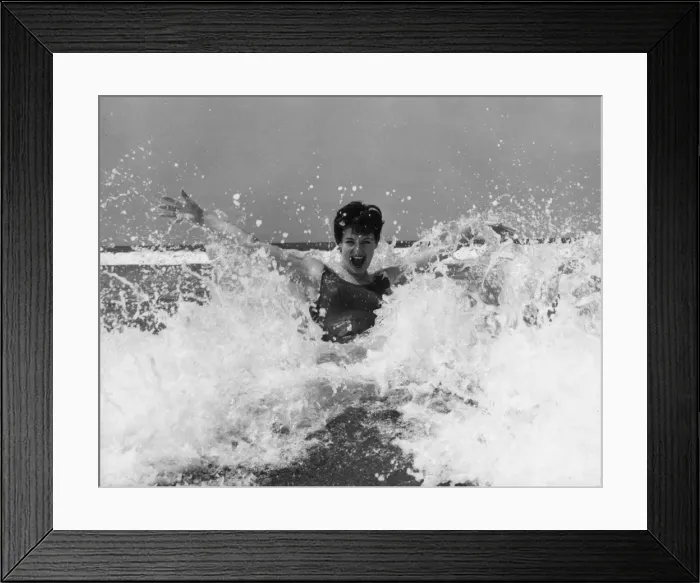 Framed Print : Model splashing about in the surf Framed Print : Model splashing about in the surf