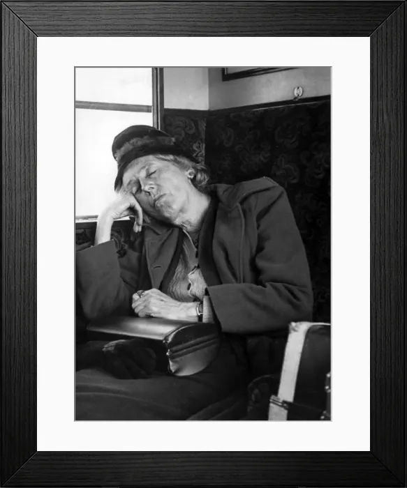 Framed Print : Woman asleep on a train Framed Print : Woman asleep on a train