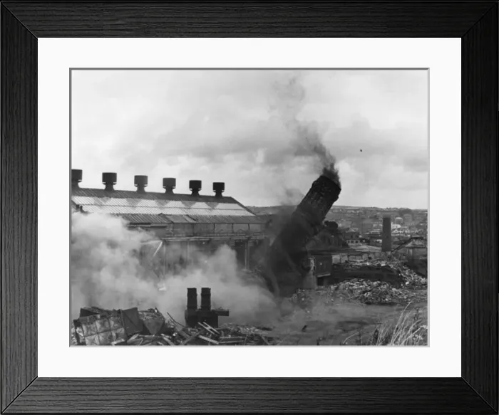 Framed Print : Chimney demolition at Hayle, Cornwall Framed Print : Chimney demolition at Hayle, Cornwall