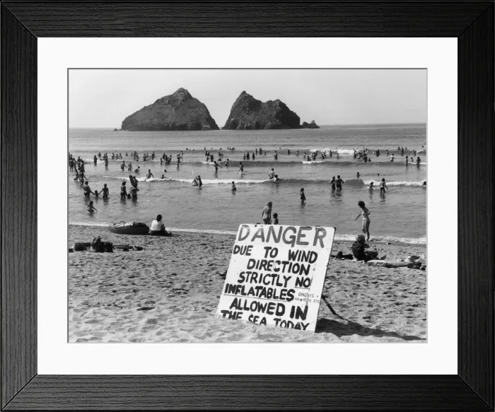 Framed Print : Danger notice on beach, Penhale Sands, Cornwall Framed Print : Danger notice on beach, Penhale Sands, Cornwall