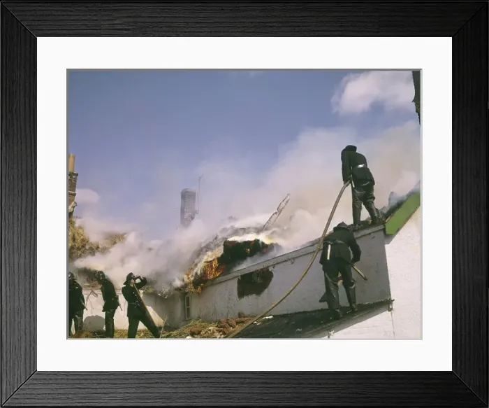 Framed Print : Firefighters in action, Exminster, Devon Framed Print : Firefighters in action, Exminster, Devon