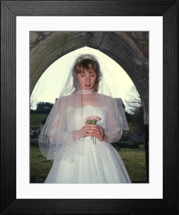 Framed Print : Bride in church doorway, Marazion, Cornwall