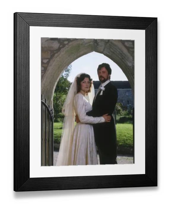 Framed Print : Bride and groom in church doorway, Marazion, Cornwall Framed Print : Bride and groom in church doorway, Marazion, Cornwall