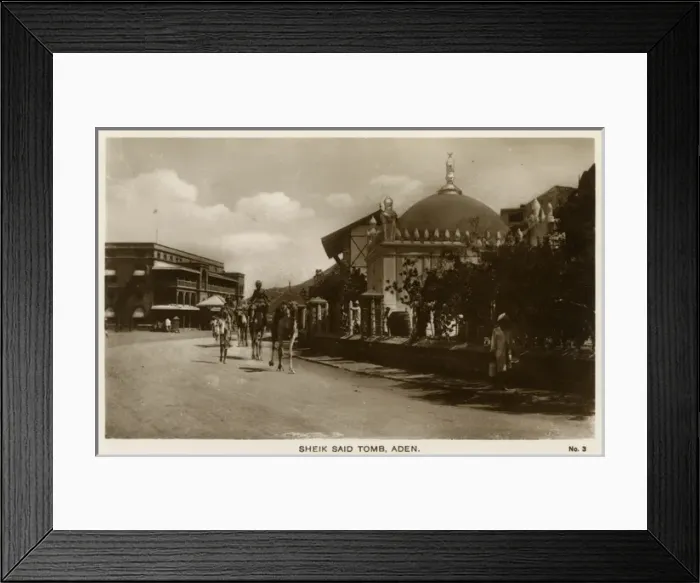 Framed Print : Street view with Sheikh Said Tomb, Aden