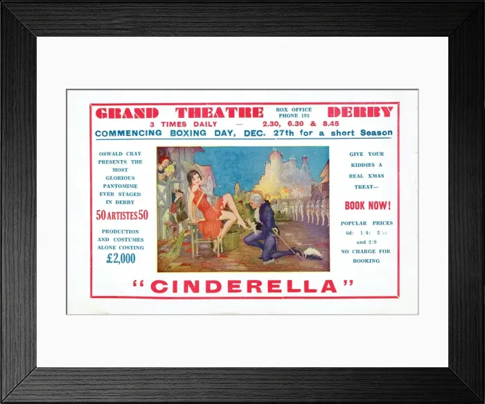 Framed Print : Cinderella Flyer for the Grand Theatre in Derby Framed Print : Cinderella Flyer for the Grand Theatre in Derby