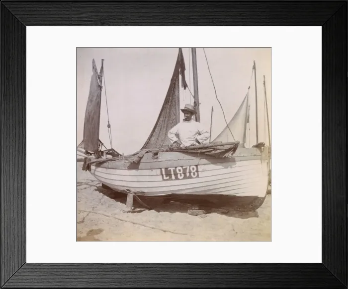 Framed Print : Fisherman in a boat, Southwold, Suffolk Framed Print : Fisherman in a boat, Southwold, Suffolk