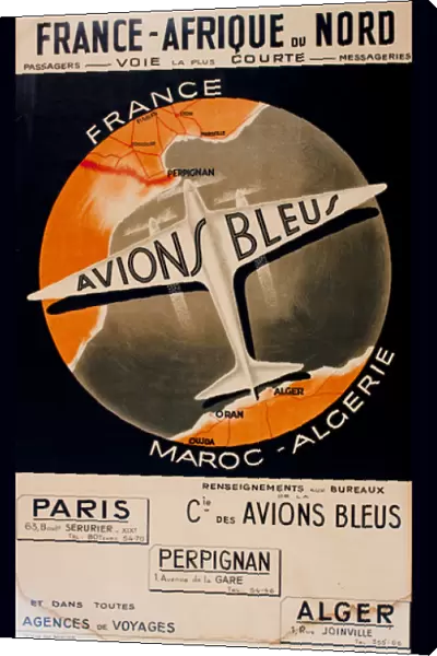 Advertisement, Avions Bleus, France to North Africa