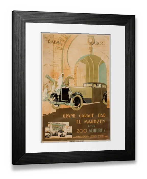 Framed Print : Advertisement for Dar El Maghzen Garage, Rabat, Morocco Framed Print : Advertisement for Dar El Maghzen Garage, Rabat, Morocco