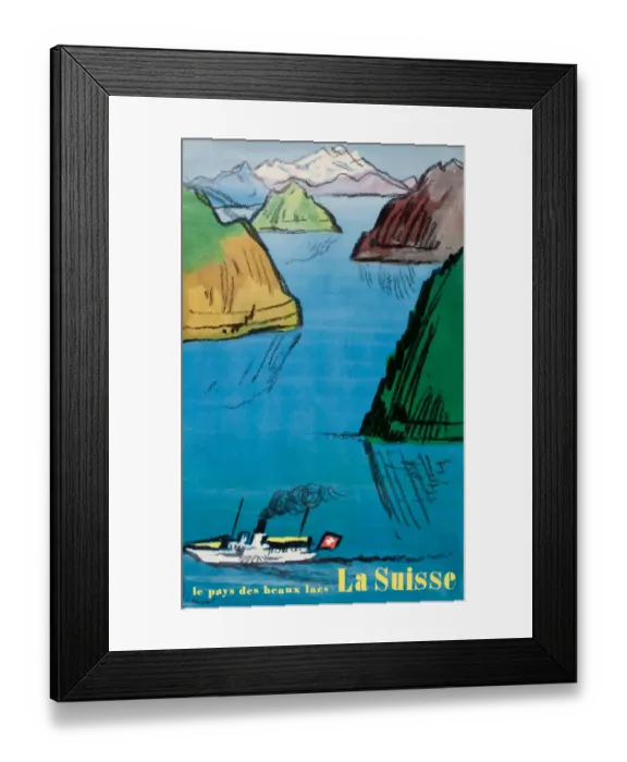 Framed Print : Advertisement for Switzerland and its Lakes Framed Print : Advertisement for Switzerland and its Lakes