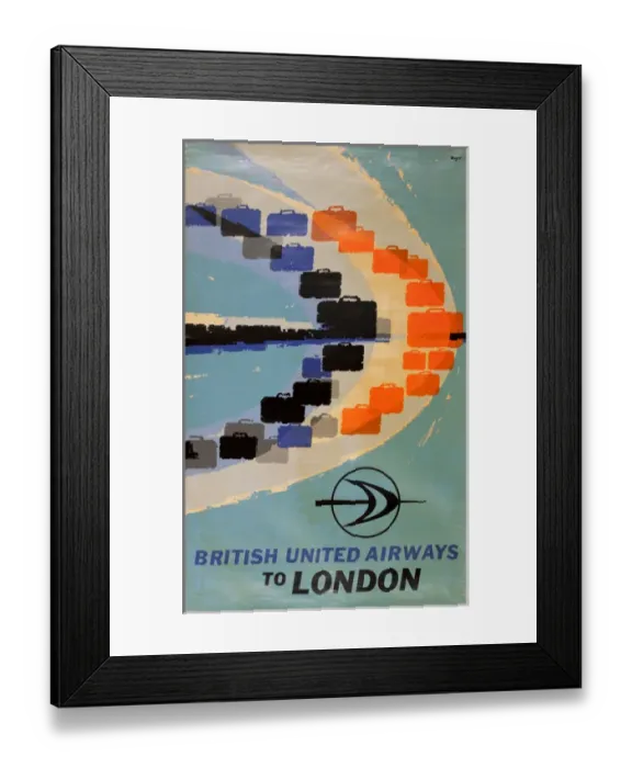 Framed Print : Advertisement for British United Airways to London Framed Print : Advertisement for British United Airways to London