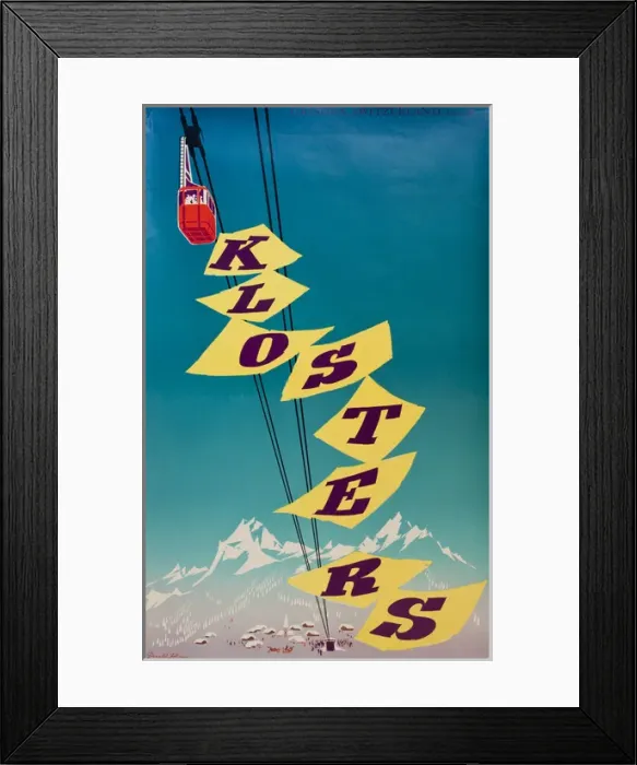 Framed Print : Advertisement for Klosters, Switzerland Framed Print : Advertisement for Klosters, Switzerland