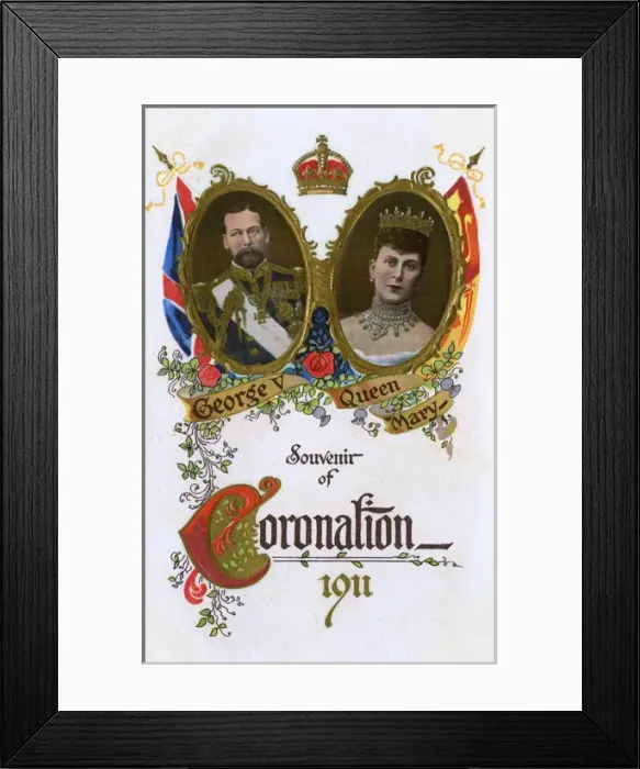 Framed Print : Coronation Souvenir Postcard - King George V and Queen Mary Framed Print : Coronation Souvenir Postcard - King George V and Queen Mary