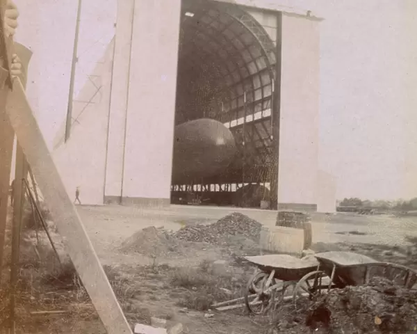 Army airship Beta in shed at OTC camp, Farnborough