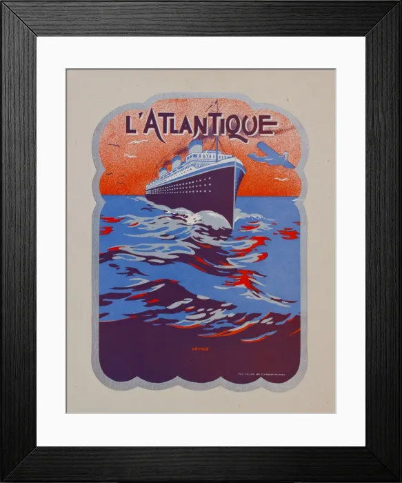 Framed Print : Advertisement for L Atlantique cruise liner Framed Print : Advertisement for L Atlantique cruise liner
