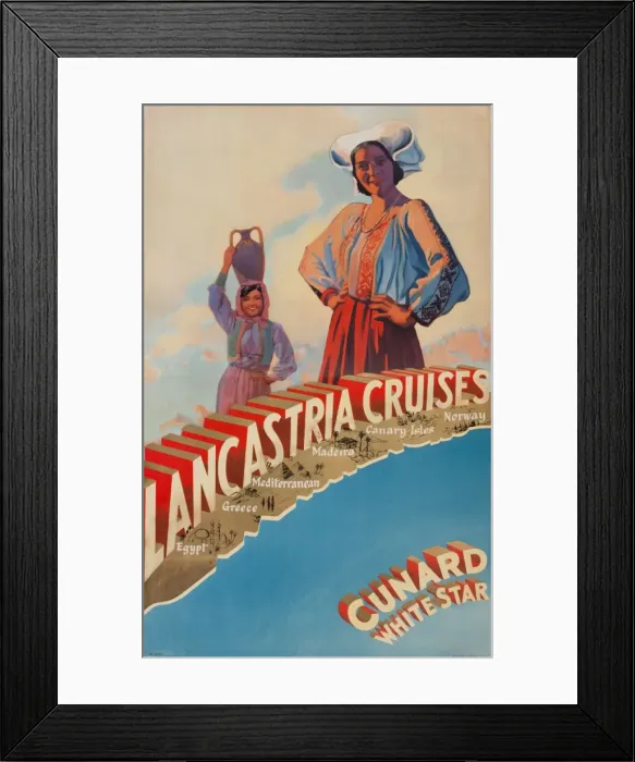 Framed Print : Advertisement, Lancastria Cruises, Cunard White Star Framed Print : Advertisement, Lancastria Cruises, Cunard White Star