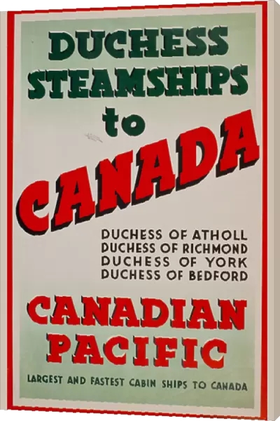Advertisement for Duchess Steamships to Canada