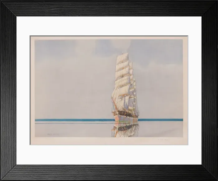 Framed Print : Ship in full sail on calm water Framed Print : Ship in full sail on calm water
